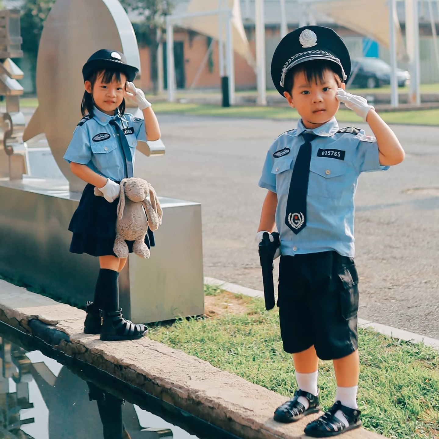 儿童警官衣服cosplay服装小警察角色扮演男孩六一演出服男童女童图片