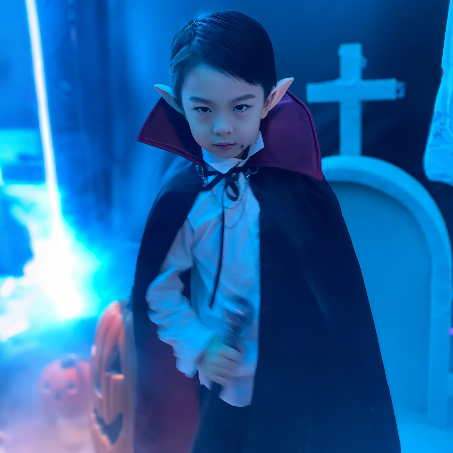 吸血鬼服装儿童万圣节cos服宝宝披风斗篷衣服男童服饰女孩牙齿