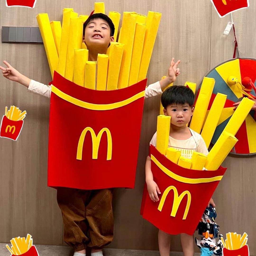 万圣节cos儿童服装男童麦当劳薯条衣服女孩装扮表演男宝演出服男