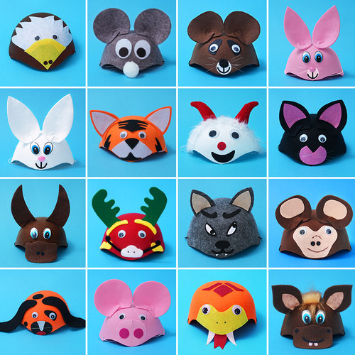儿童动物头饰表演道具幼儿园帽子