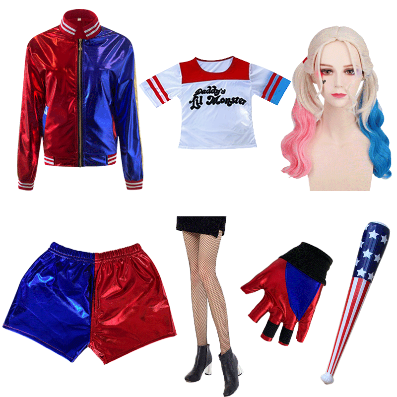 万圣节小丑女cos服哈莉奎茵服装成人自杀小队演出服套装假发服饰