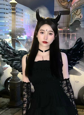 天使恶魔翅膀背饰万圣节服装cos黑色羽毛成人小配饰道具服饰装饰