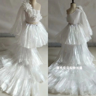 环保走秀服装衣服时装秀儿童大人成人拖尾材料包女孩废物利用创意