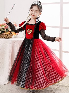 万圣节cos服装儿童女衣服爱丽丝梦游仙境红皇后服饰女装饰巫婆