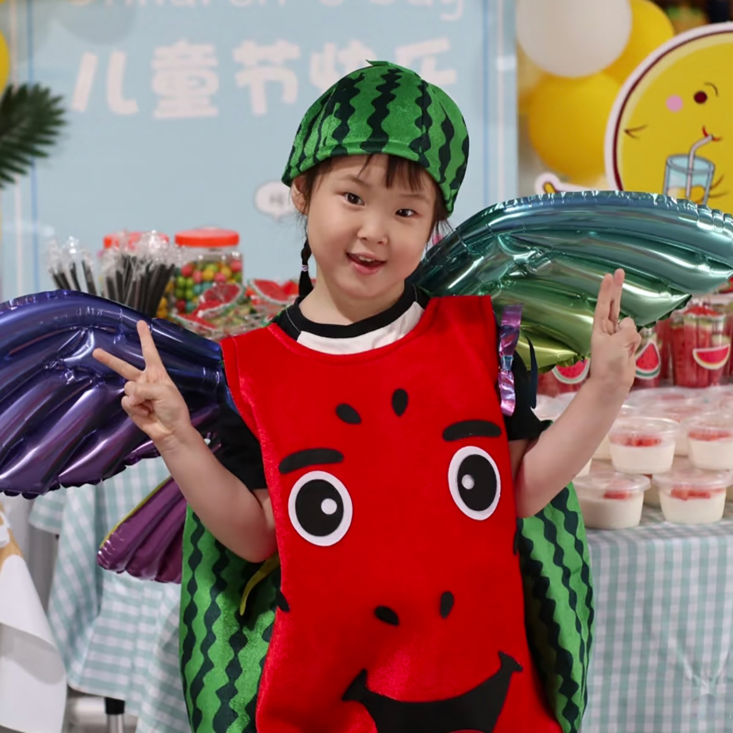 六一儿童节环保服装时装秀西瓜衣服水果服幼儿园舞台演出服新款