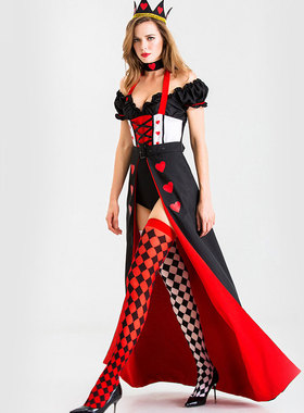 万圣节cos服装演出服女装成人衣服红桃皇后服饰大人舞台角色扮演