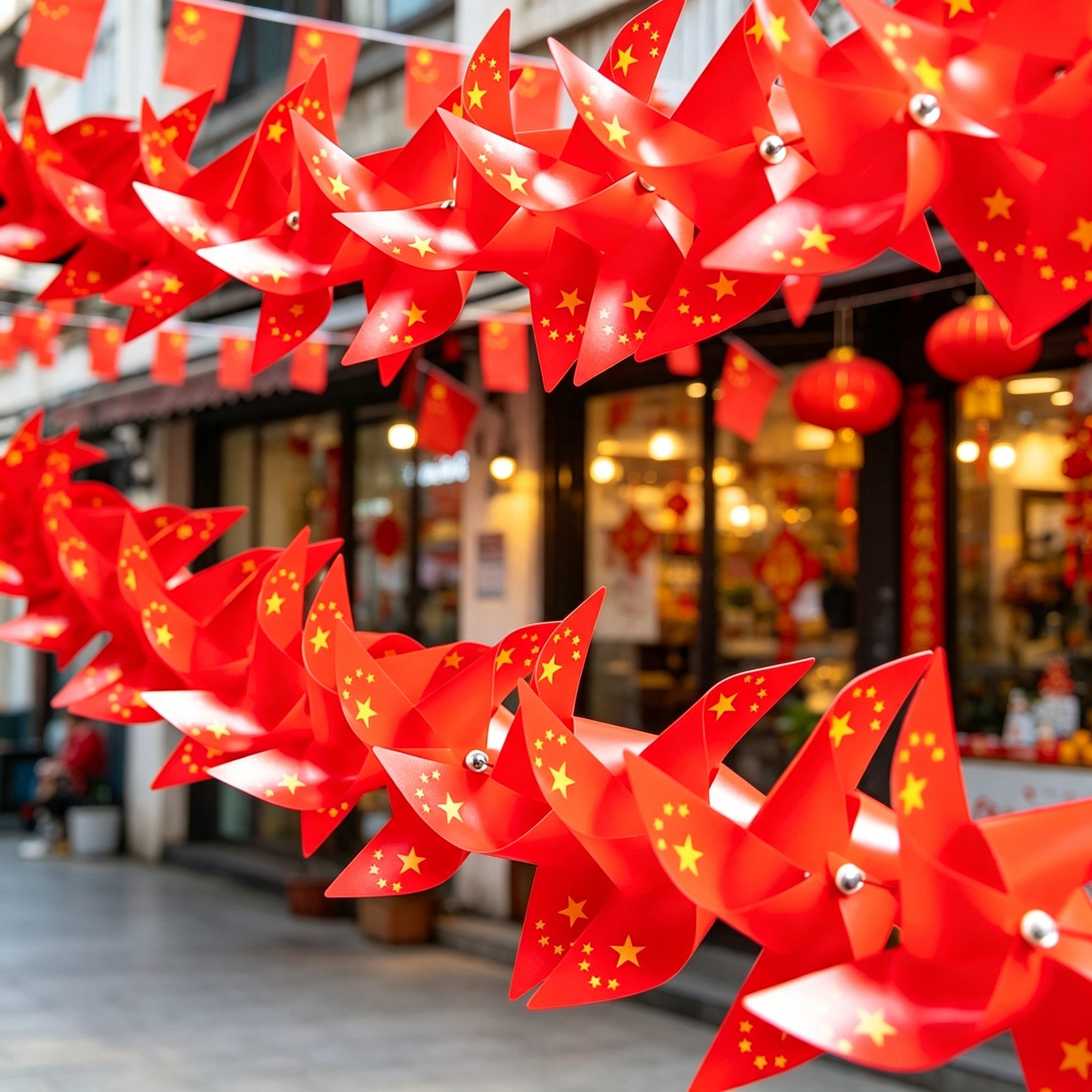 十一国庆节氛围布置场景装饰2026店铺门店中秋风车商场活动景区