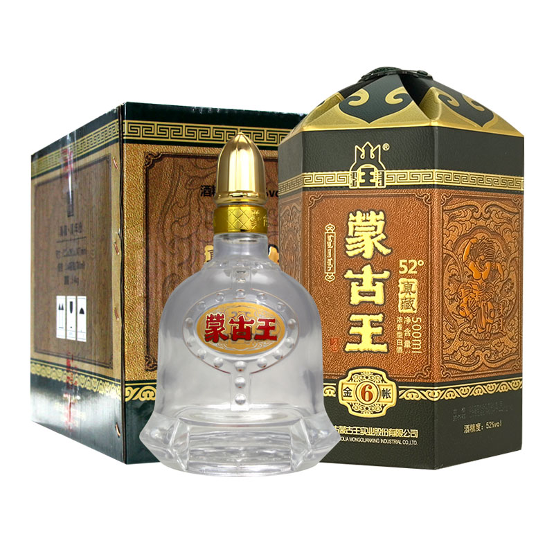 4瓶装蒙古王52度金帐六系列整箱500ml*4 高度浓香草原特产白酒