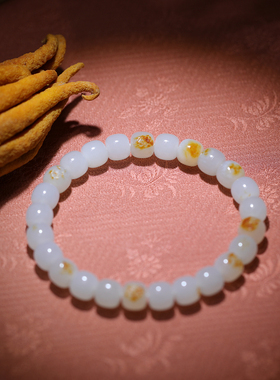 【姑苏润石堂】在售22克天然新疆和田玉籽料红皮白玉老型珠手串