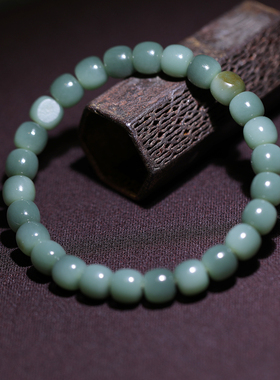 【姑苏润石堂】在售22克天然新疆和田玉籽料沙枣青老型珠手串