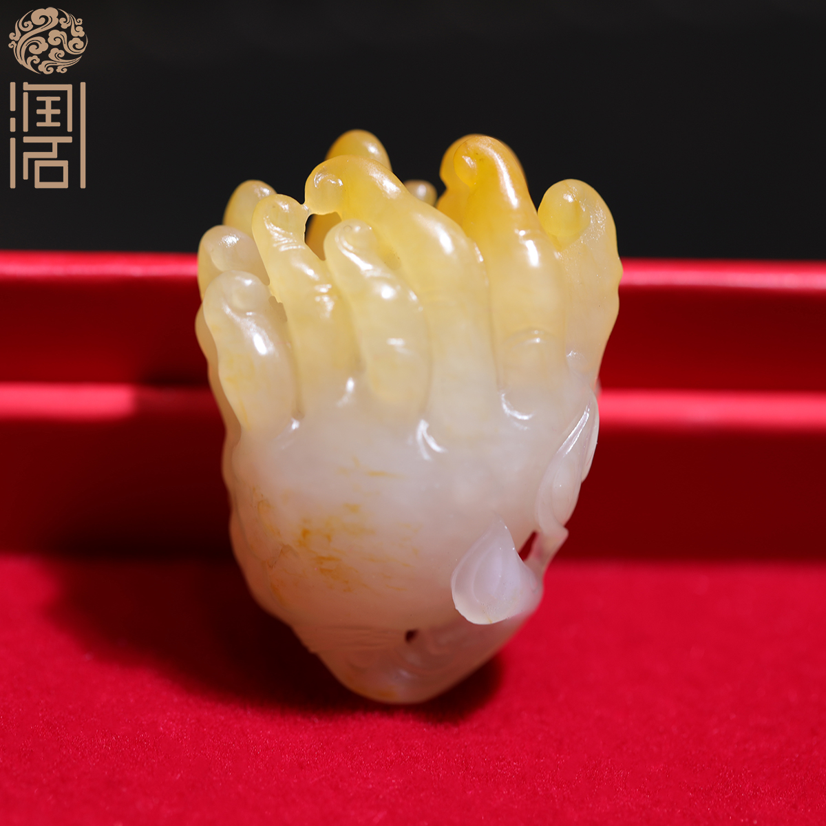 【姑苏润石堂】在售9.7克天然新疆和田玉籽料黄沁佛手瓜吊坠挂件