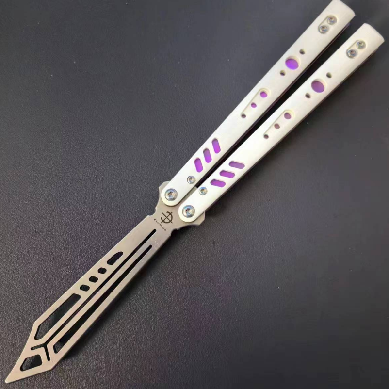 开刃蝴蝶刀钛合金高端练习花式