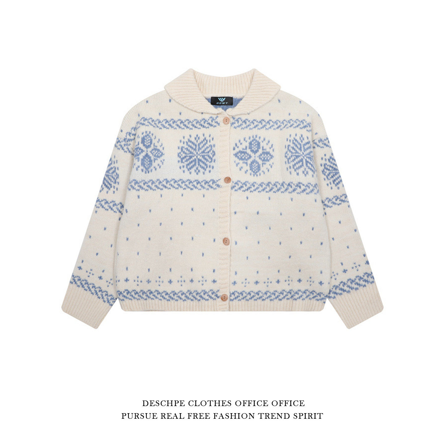 费尔岛日系复古雪花毛衣开衫外套