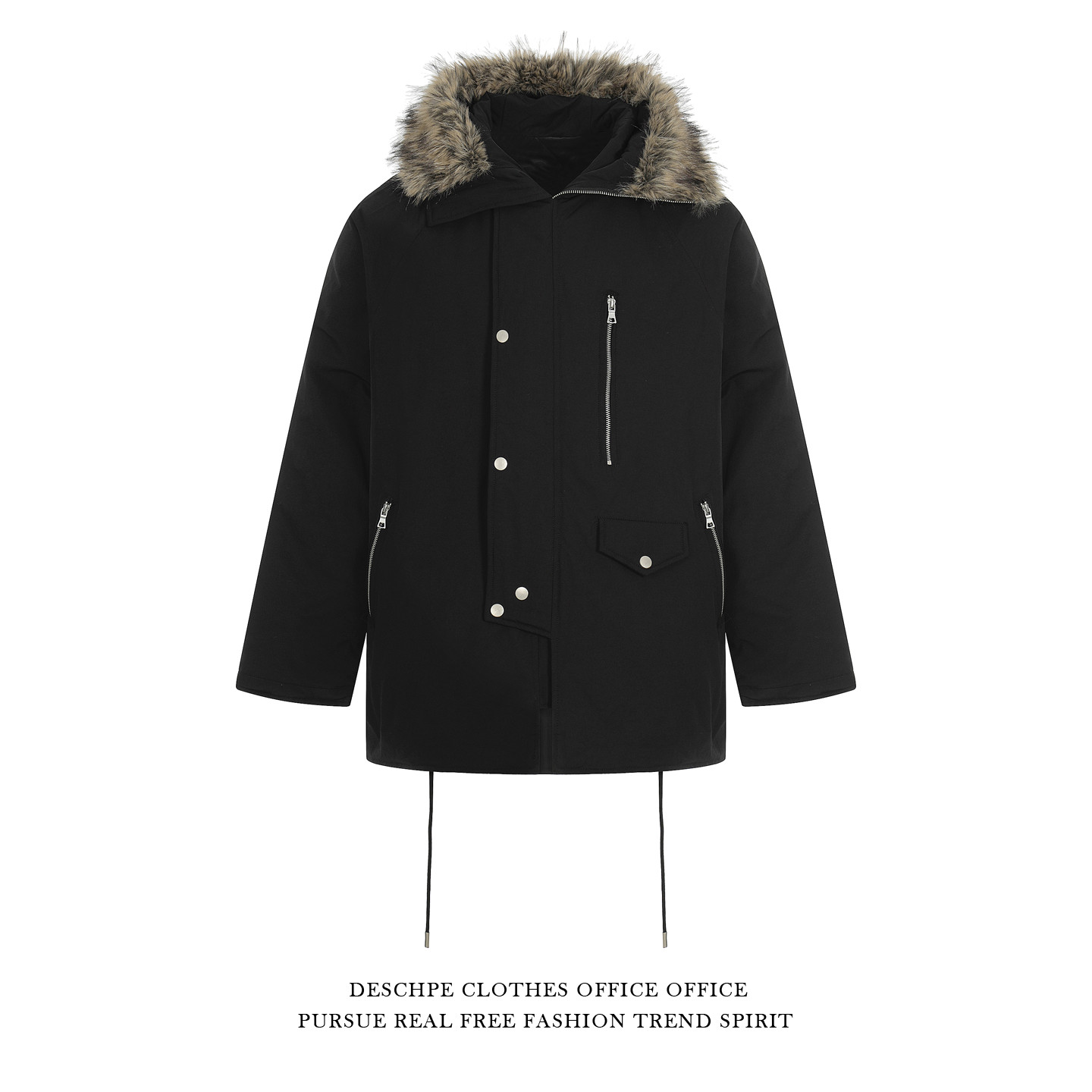 美式复古毛领连帽派克服棉衣外套