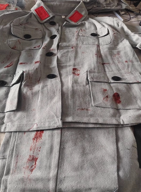 老红军做旧演出服破烂军装补丁衣服狼牙山五壮士舞台话剧表演服装