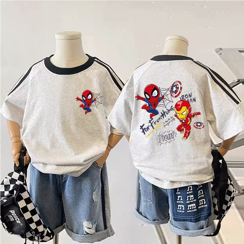 蜘蛛侠童装短袖儿童纯棉T恤宝宝动漫上衣夏季男童女童卡通半袖潮