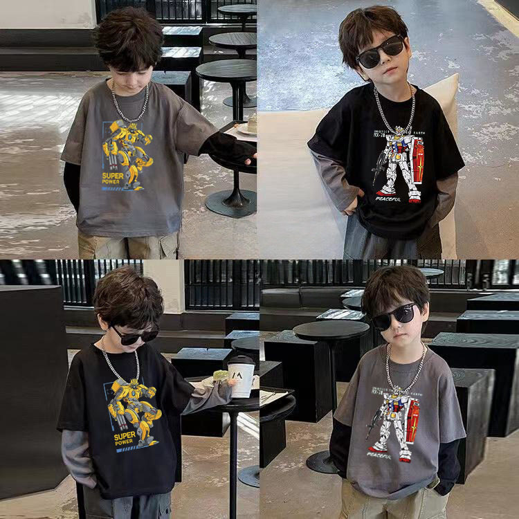 ins儿童宝宝变形金刚长袖T恤纯棉2025春秋新款男童女童卡通打底衫,童装/婴儿装/亲子装,T恤,淘宝优惠券,粉丝福利购,淘宝优惠卷