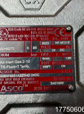 ASCO电磁阀WSNF8551A321MO 24DC，原