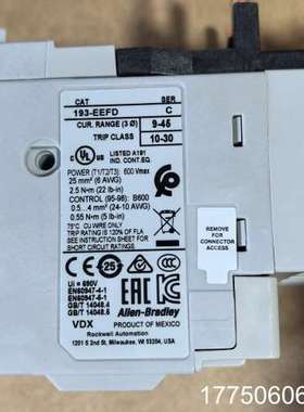 AB罗克韦尔193-EEFD热继电器9-45A，仅装机未使用