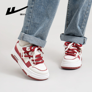 回力女鞋板鞋女款2026新款厚底增高轻便软底防滑系带休闲小白鞋子