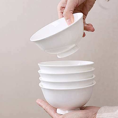 陶瓷纯白色家用米饭碗骨瓷中式碗