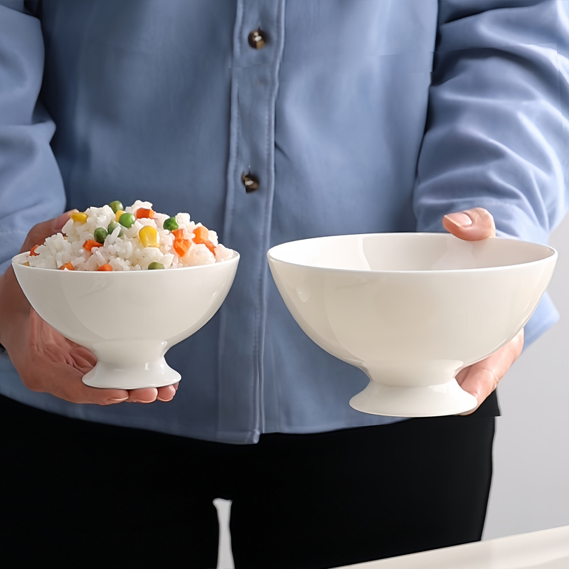 陶瓷中式白色骨瓷吃饭碗家用面碗