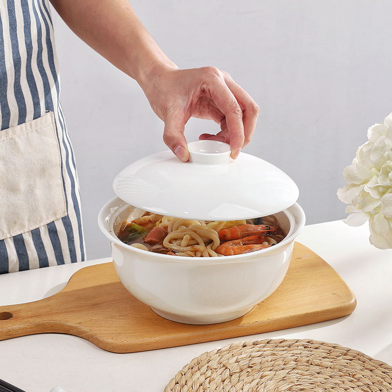 骨瓷带盖子大号碗菜碗泡面大汤碗