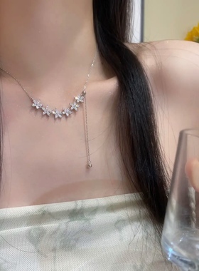 气质百搭锆石项链钛钢女锆石