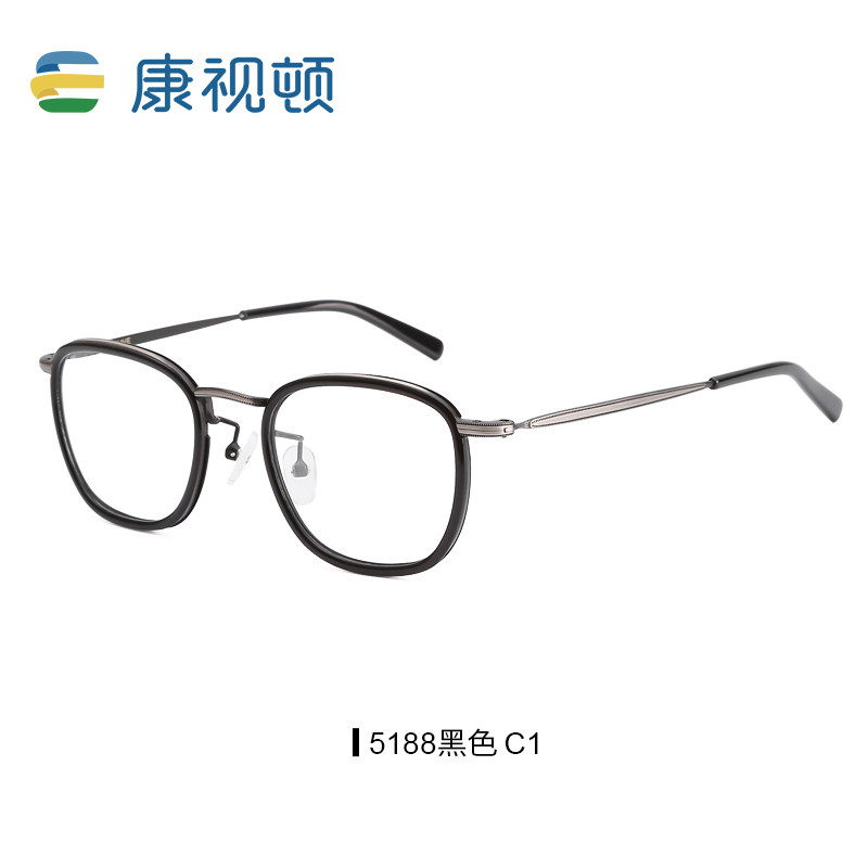 康视顿2024新款复古超轻板材眼镜架男女近视眼镜框 金属镜腿5188