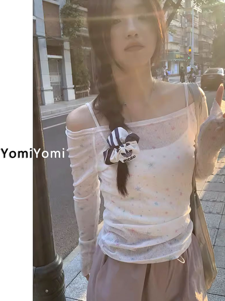 防晒白色t恤女夏季大码辣妹罩衫