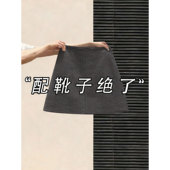 韩系高腰显瘦A字半身裙女春秋大码 胖mm显瘦百搭毛呢包臀短裙子ins