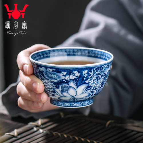 手工柴窑钟家窑陶瓷内外青花