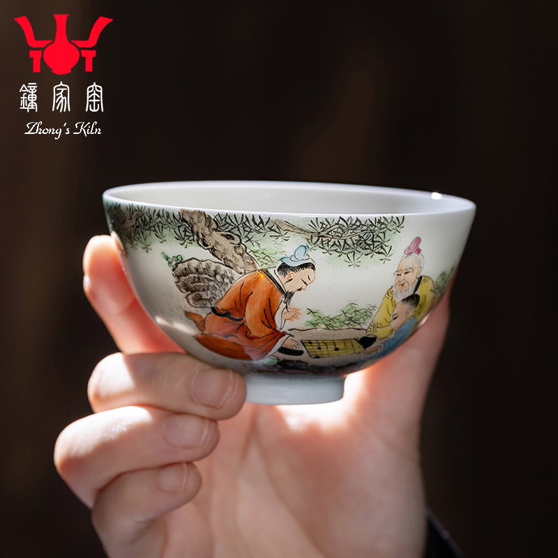 主人手绘功夫茶杯钟家窑