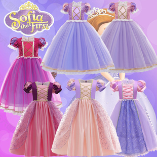 2022新款长发公主裙迪士尼乐佩女童索菲亚连衣裙子六一儿童演出服