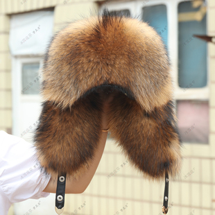 真狐狸毛全毛帽子男女款霸王帽整皮貉子皮东北冬季保暖护耳雷锋帽
