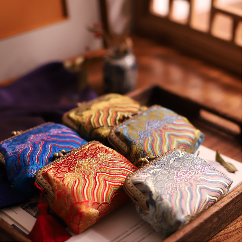 雅集新款创意真丝多层复古民族国风手工编织零钱包成品钥匙一体包