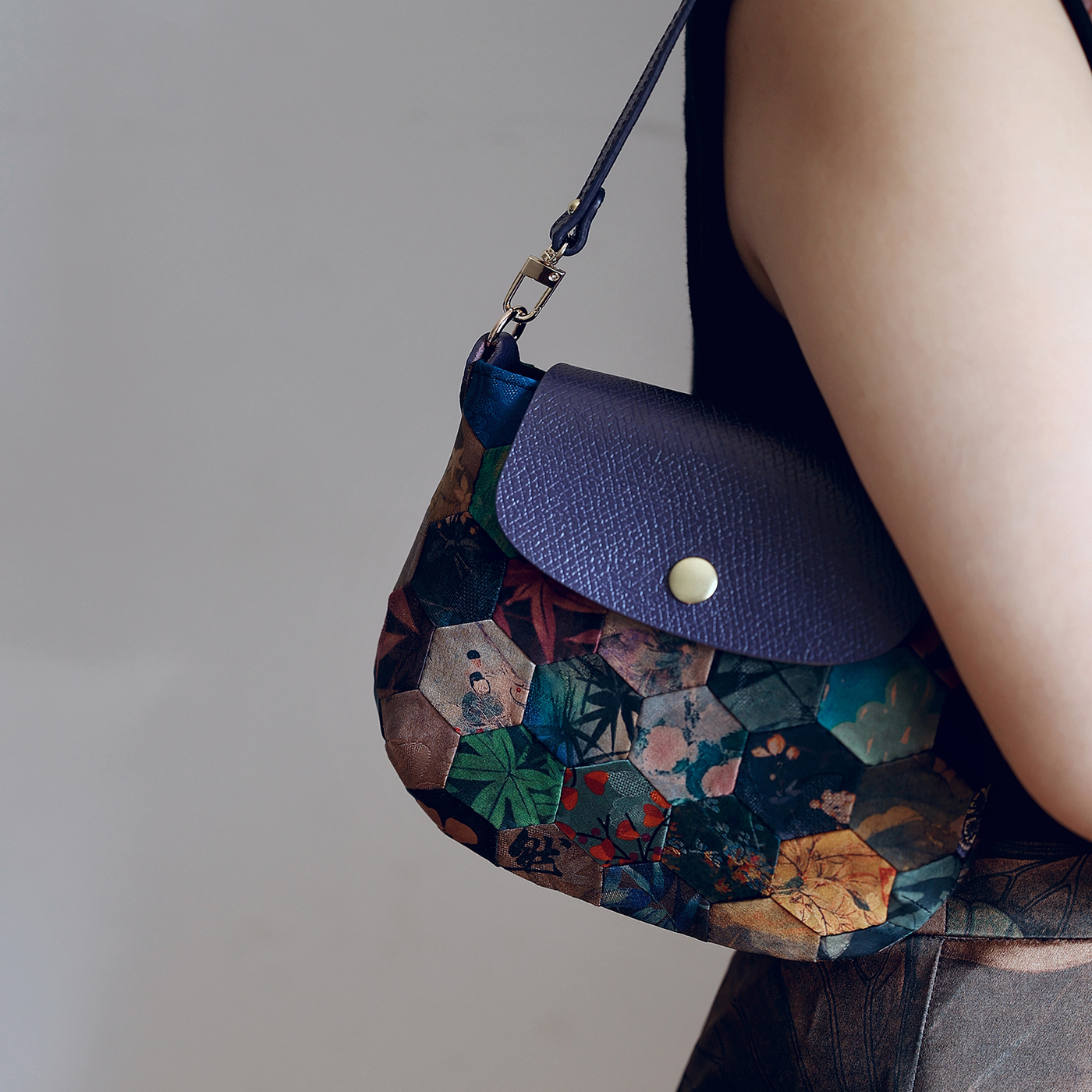 香云纱祖母花园手工拼布包