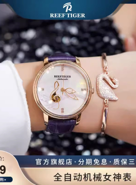 瑞夫泰格/RT2018时尚女士手表女机械表真皮防水音符女表RGA1582A