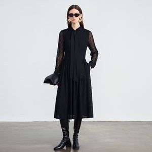 【航妈专属】姚领YAOLY854K40535黑色连衣裙优雅百搭城市通勤