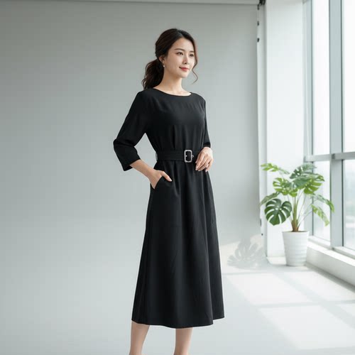 YAOLY姚领休闲时尚百搭显瘦通勤连衣裙854H12741