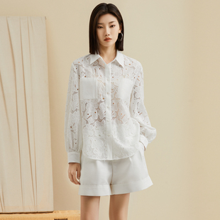 姚领YAOLY夏白色衬衫 832K21492宽松版 型偏大 航妈特享
