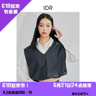 YAOLY姚领深灰色上衣衬衫简约风马甲无袖872M31278