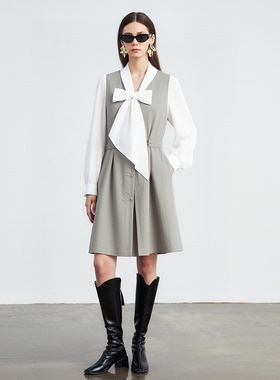 【航妈专享】854H10883姚领 连衣裙百搭款A字裙城市通勤