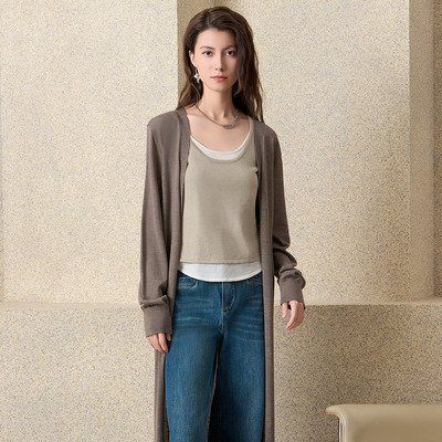 姚领YAOLY2025春新品浅驼开襟针织892M13103