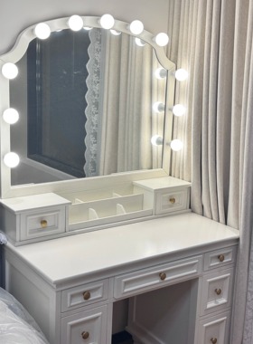 实木1米-1.5米超大镜子定制带灯led美式大尺寸大户型梳妆台大容量