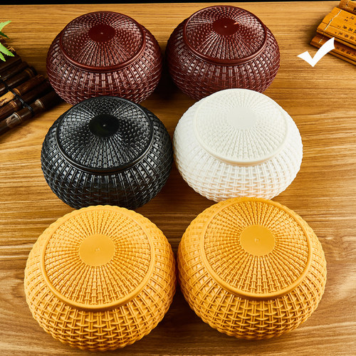 围棋罐棋院专用棋盒棋篓仿竹编大棋罐ABS耐摔材质成人围棋五子棋