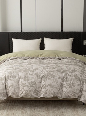 高级感全棉磨毛被套单件清新草绿浅绿色叶子纯棉AB版被罩单人1米5