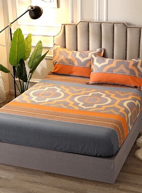 全包加厚磨毛床笠单件桔黄浅咖浅蓝色全棉床套罩纯棉单双人1.51.8