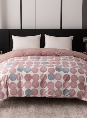 时尚圆点全棉磨毛被套单件豆沙灰色纯棉AB版被罩1米5单人2米4双人