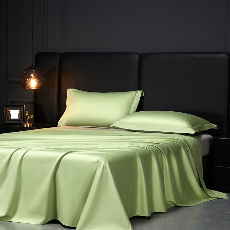 A类高端100s新疆长绒棉纯棉床单单件青绿草绿色全棉单人贡缎被单